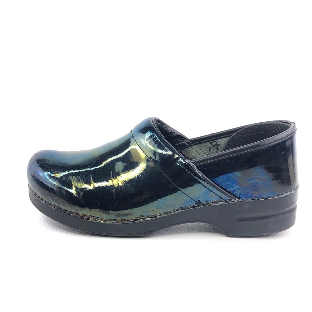 Dansko Petrol Patent Leather Clogs EUR 42